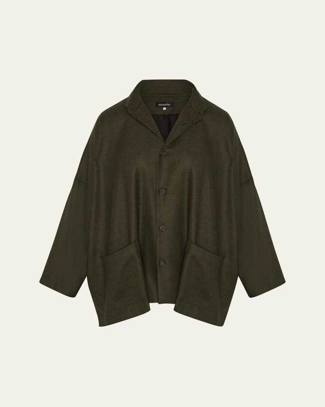 Wide Longer-Back Double-Stand Collar Jacket (Long Length)